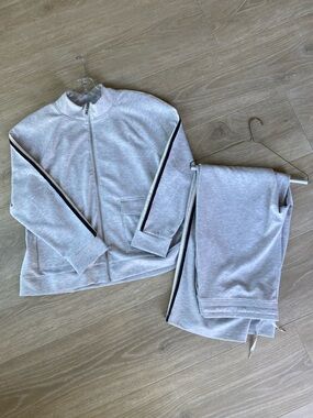 Chico’s XL 2-Piece Lounge Set Zip Jacket & Pants Athleisure Heather Gray